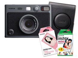Fujifilm INSTAX mini Evo, Dark Silver + Colorfilm 20ks + Pink Lemonade 10ks + puzdro