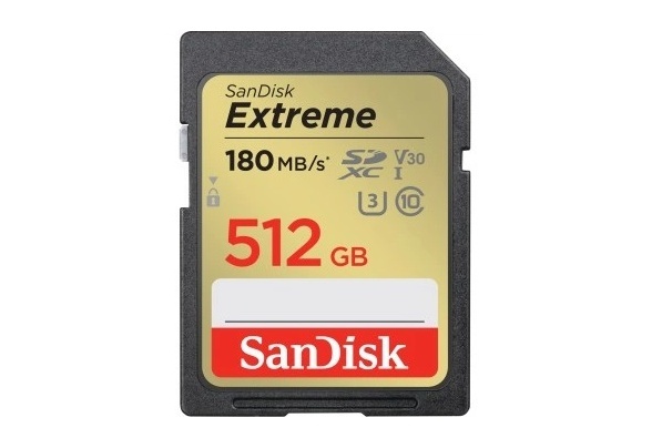 SanDisk Extreme 512GB SDXC 180mb/s Class 10 UHS-I U3 V30