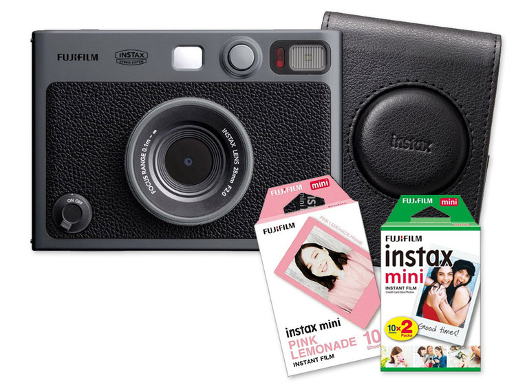 Fujifilm INSTAX mini Evo, Dark Silver + Colorfilm 20ks + Pink Lemonade 10ks + puzdro
