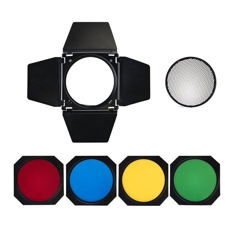 Godox BD-04 klapky s farebnými filtrami a voštinou