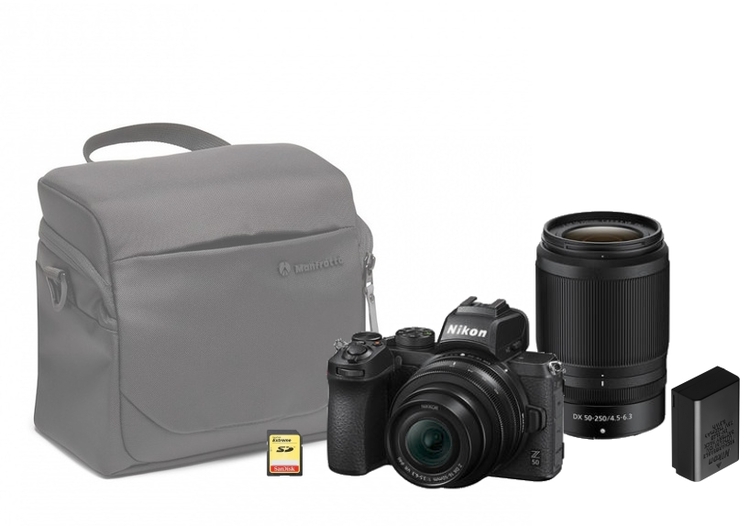 Nikon Z50 + 16-50mm DX + 50-250mm DX + brašňa + 2. akumulátor + 64GB karta