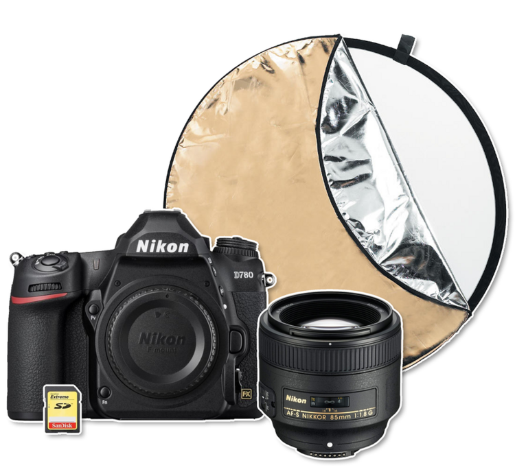 Nikon D780 + 85mm f/1.8G AF-S + odrazová doska + 128GB karta