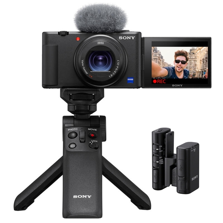 Sony vlog camera ZV-1 + grip + mikrofón (Sony GV-VPT2BT + Sony ECM-W2BT)