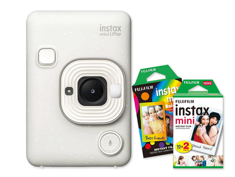 Fujifilm INSTAX mini LiPlay, biela + Colorfilm 20ks & Rainbow film 10ks