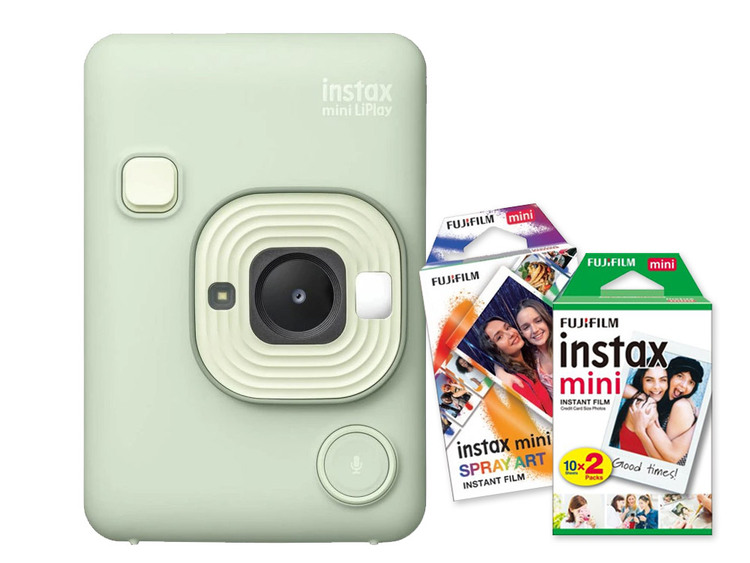 Fujifilm INSTAX mini LiPlay, zelený + Colorfilm 20ks & Mini Spray Art 10ks
