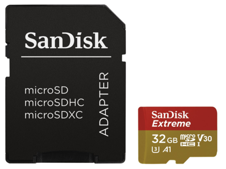 SanDisk Extreme micro SDHC 32GB 100 MB/s A1 Class 10 UHS-I V30 + adaptér