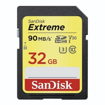 SanDisk Extreme 32GB SDHC 90 MB/s, UHS-I, Class 10, U3, V30