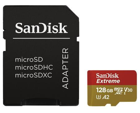 SanDisk Extreme micro SDXC 128 GB 160 MB/s A2 C10 V30 UHS-I + adaptér