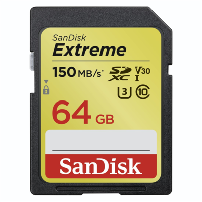 SanDisk Extreme SDXC 64GB 150mb/s Class 10 UHS-I U3 V30