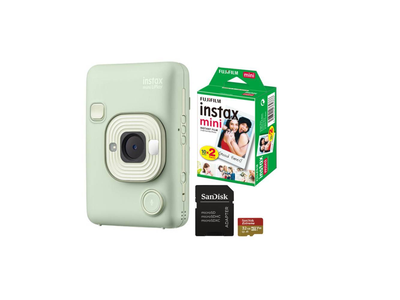 Fujifilm instax mini LiPlay™, biela + Colorfilm (20ks) + 32 GB microSD + adaptér