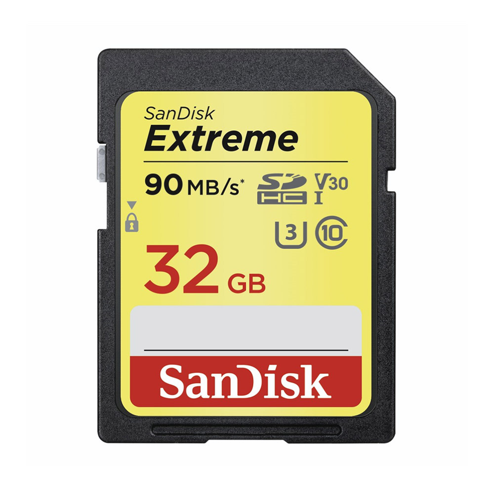 SanDisk Extreme 32GB SDHC 90 MB/s, UHS-I, Class 10, U3, V30 SanDisk Extreme 32GB SDHC 90 MB/s, UHS-I, Class 10, U3, V30