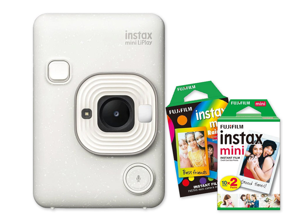 Fujifilm INSTAX mini LiPlay, biela + Colorfilm 20ks & Rainbow film 10ks