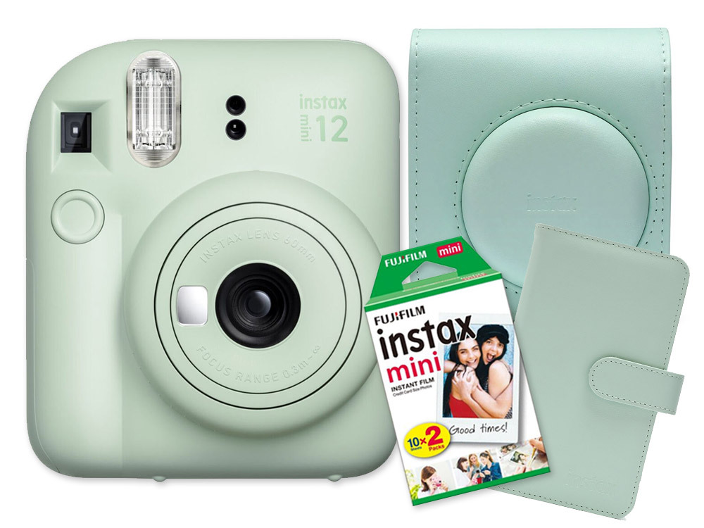 Fujifilm INSTAX Mini 12, zelený + Colorfilm 20ks & album & puzdro