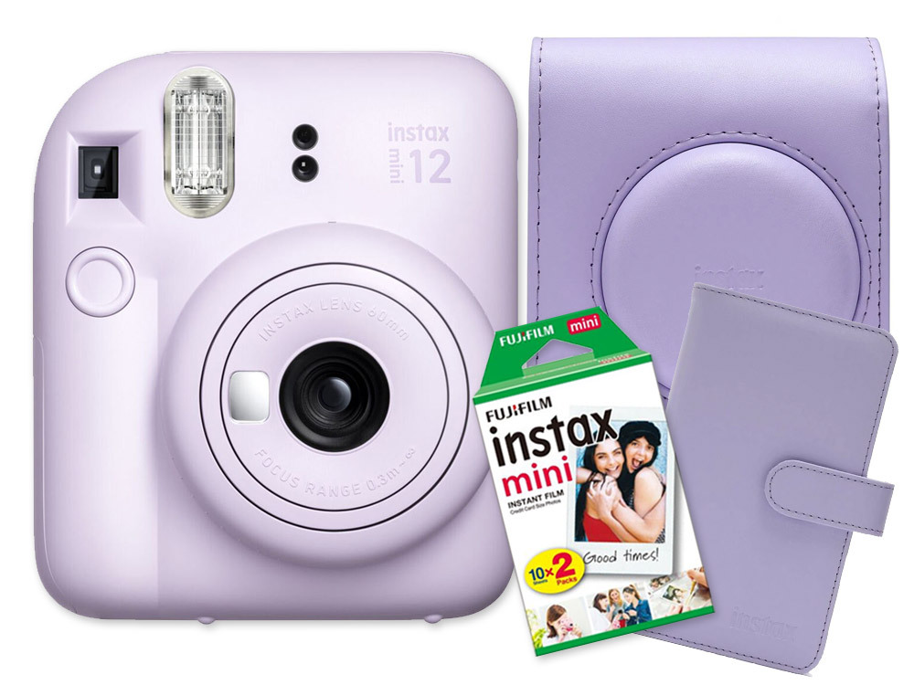 Fujifilm INSTAX Mini 12, fialový + Colorfilm 20ks & album & puzdro