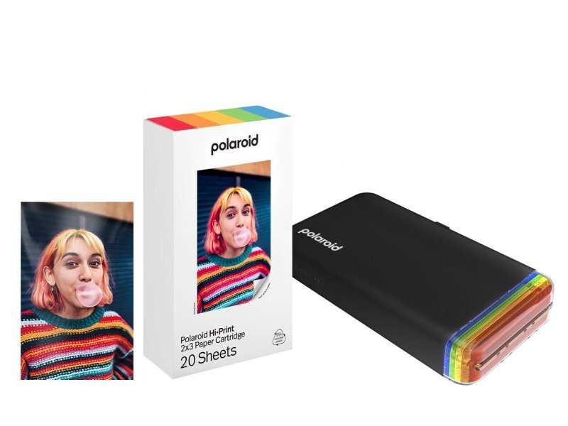 Polaroid Hi-Print Gen. 2 -vrecková tlačiareň  2x3", čierna + Paper Cartridge (20 sheets)