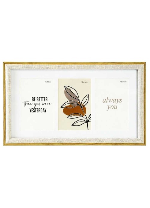 Falc multirám pre 3 fotografie - Hnedá, 10x15 x3