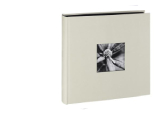 Béžový fotoalbum s čiernobielym obrázkom kvetu na obálke